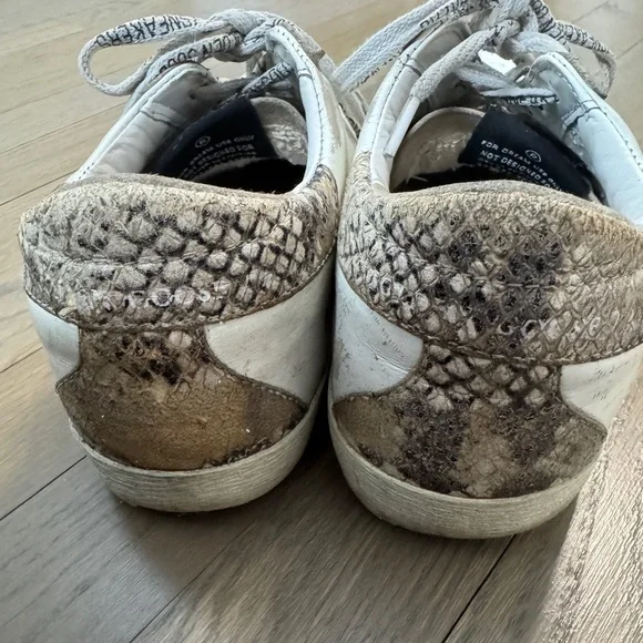 Golden Goose Authentic White Superstar Sneakers with Glitter Star Size 37 (US 7) - Picture 3 of 11